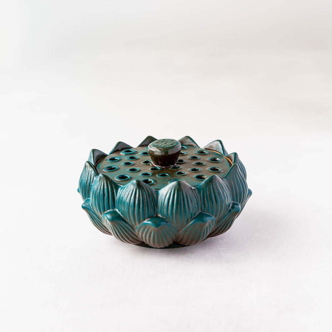 Ceramic Lotus Incense Burner - Blue